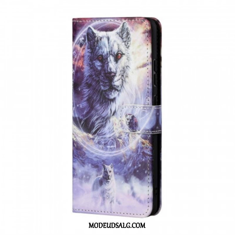 Læder Cover Samsung Galaxy M23 5G Med Snor Lanyard Wolf