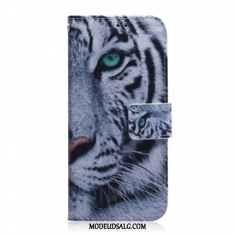 Læder Cover Samsung Galaxy M32 Tiger Ansigt