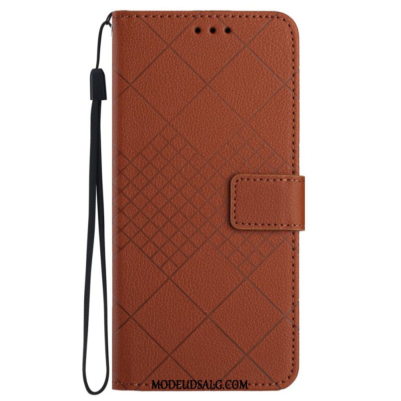 Læder Cover Samsung Galaxy M55 5g Telefon Etui Litchi Diamant Tekstur