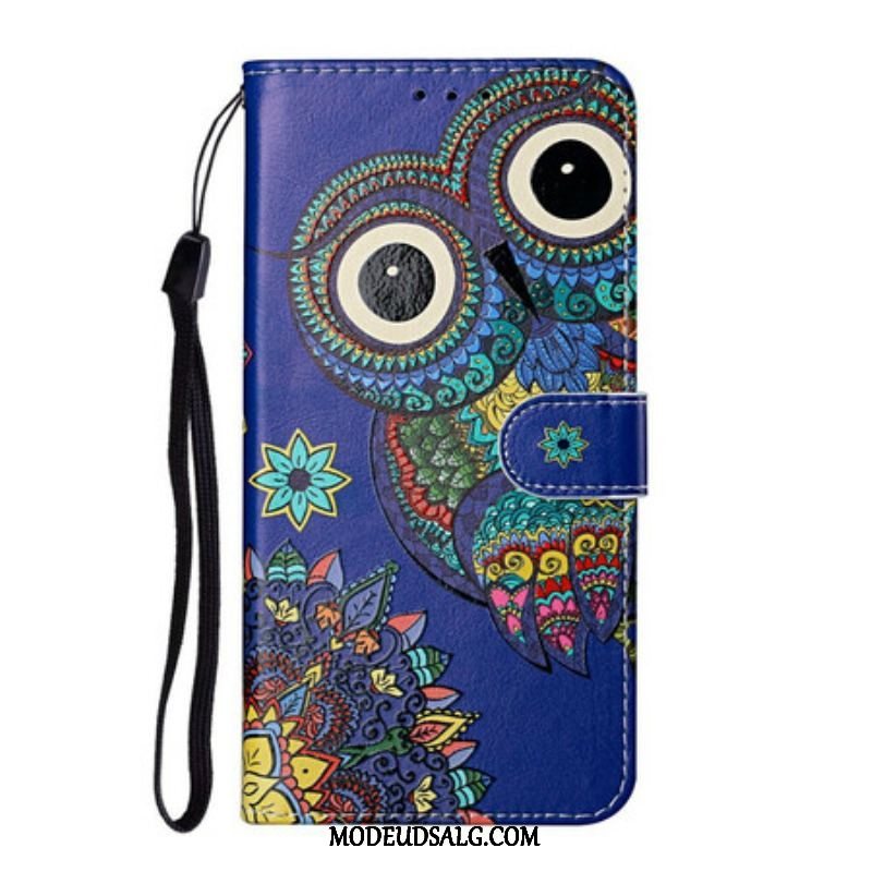 Læder Cover Samsung Galaxy S21 Plus 5G Ugle I Mandala