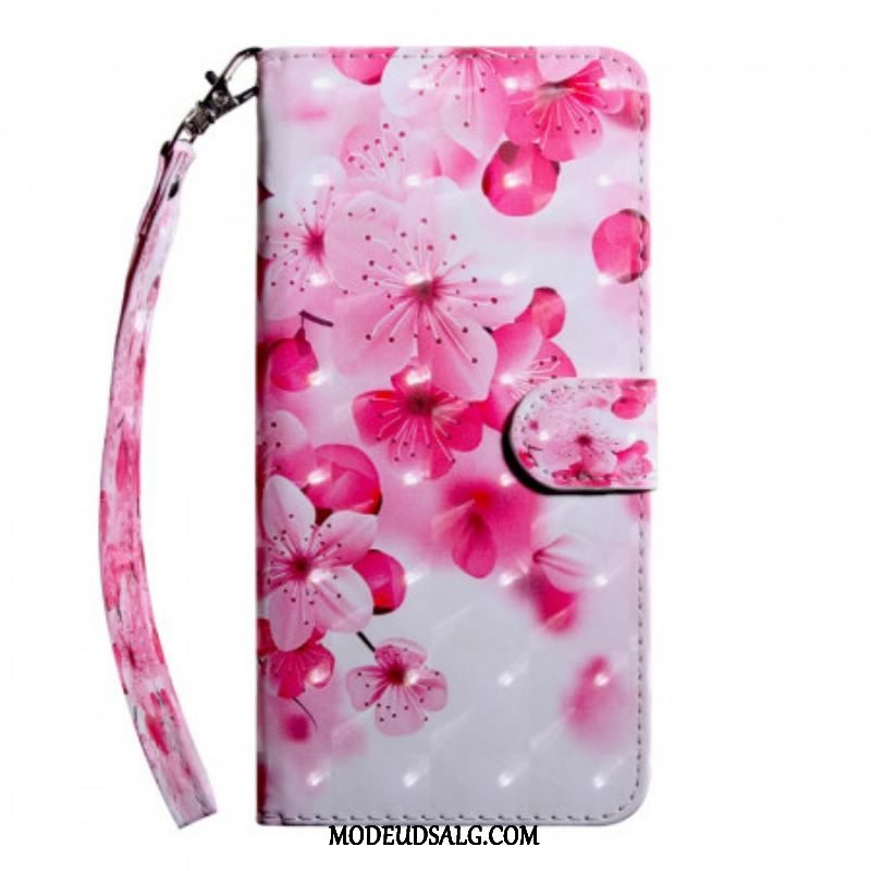 Læder Cover Samsung Galaxy S22 Ultra 5G Lyserøde Blomster