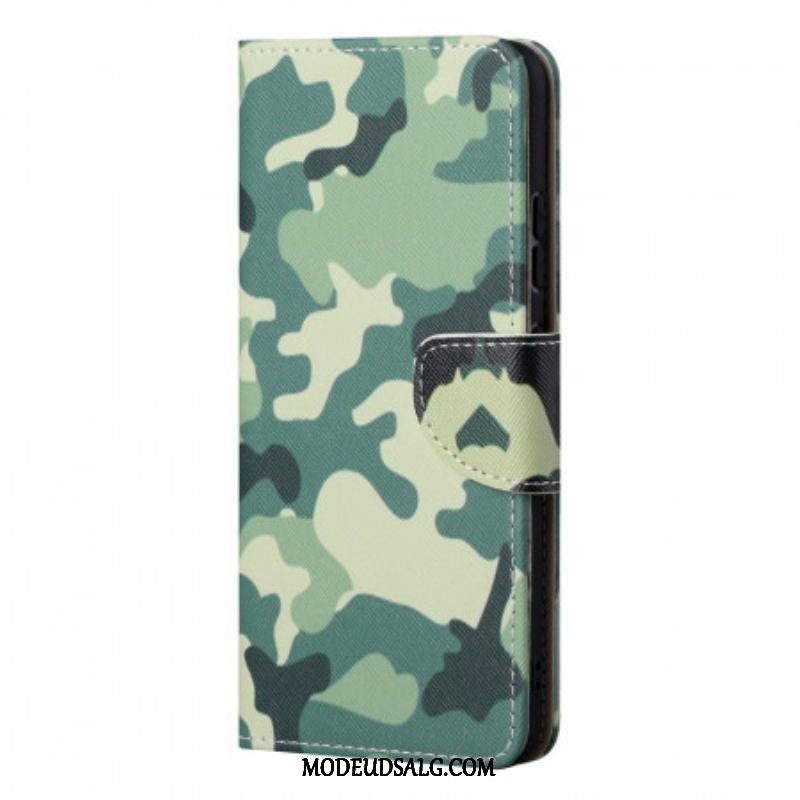 Læder Cover Samsung Galaxy S22 Ultra 5G Militær Camouflage