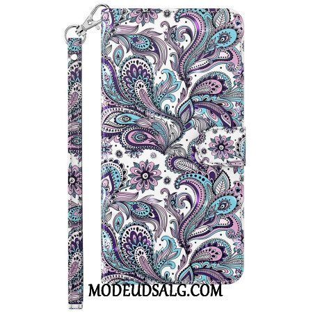 Læder Cover Samsung Galaxy S24 5g Paisley Mønster Med Rem