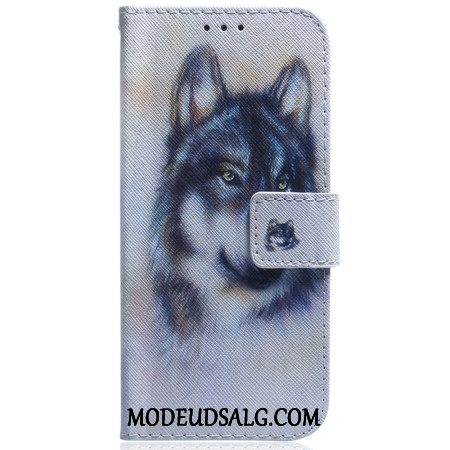 Læder Cover Samsung Galaxy S24 5g Telefon Etui Akvarelhund