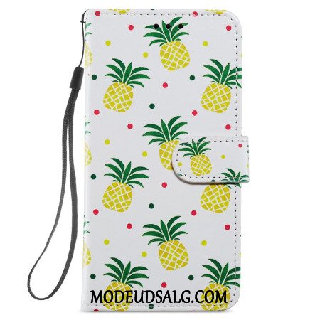 Læder Cover Samsung Galaxy S24 5g Telefon Etui Ananas Med Rem