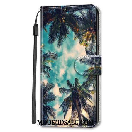 Læder Cover Samsung Galaxy S24 5g Telefon Etui Kokosmønster Med Rem