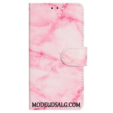 Læder Cover Samsung Galaxy S24 Fe Telefon Etui Pink Marmor