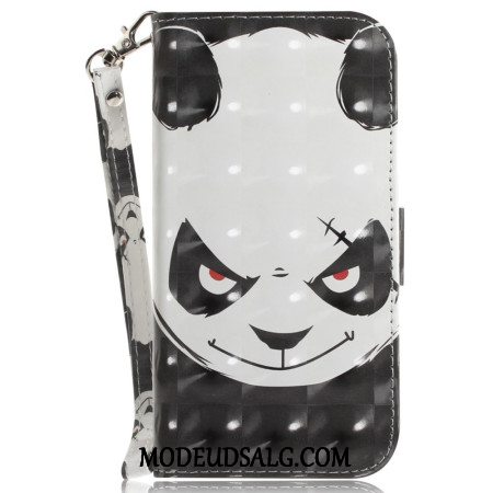 Læder Cover Samsung Galaxy S24 Fe Telefon Etui Vred Panda Med Rem