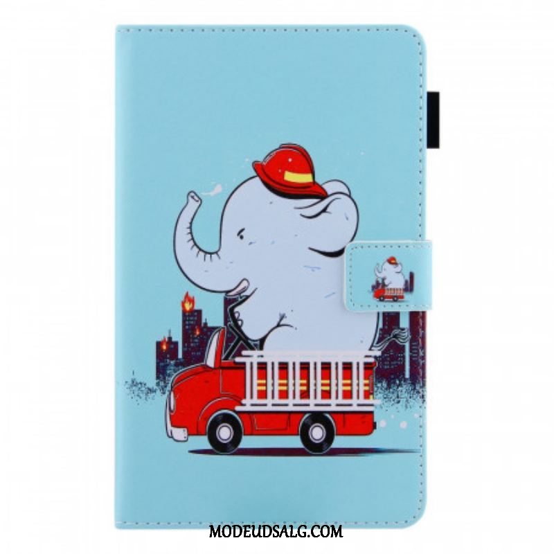 Læder Cover Samsung Galaxy Tab A8 (2021) Brandmand Elefant