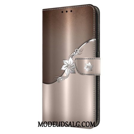 Læder Cover Xiaomi 14 Pro Telefon Etui Sølvblomst