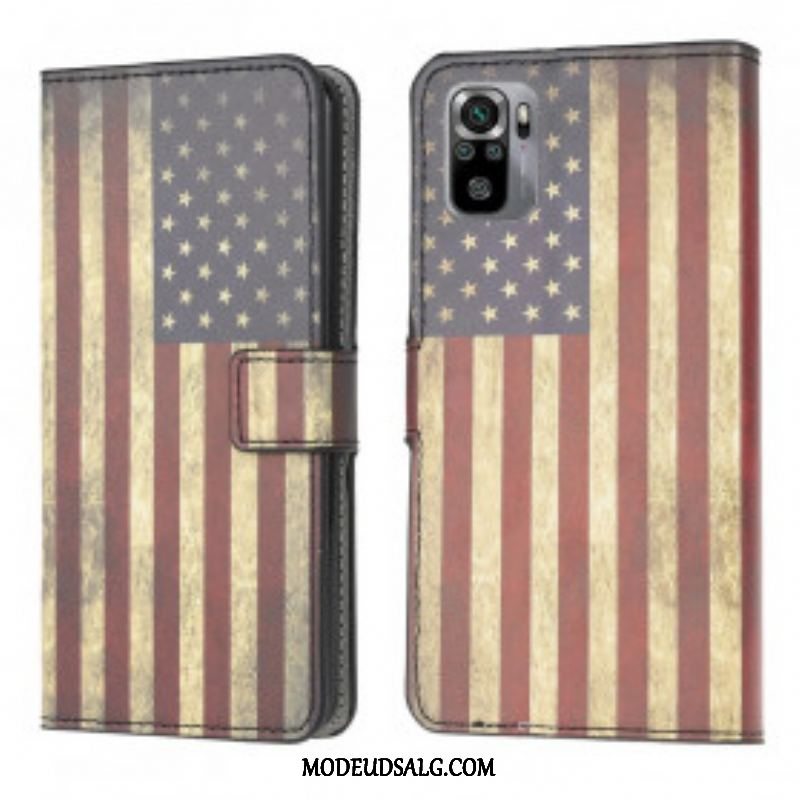 Læder Cover Xiaomi Redmi Note 10 / 10S Amerikansk Flag