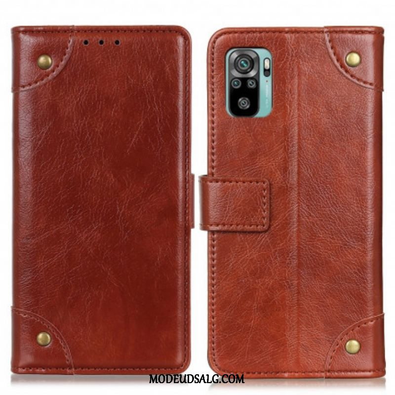 Læder Cover Xiaomi Redmi Note 10 / 10S Style Nappa Læder Vintage Nitter