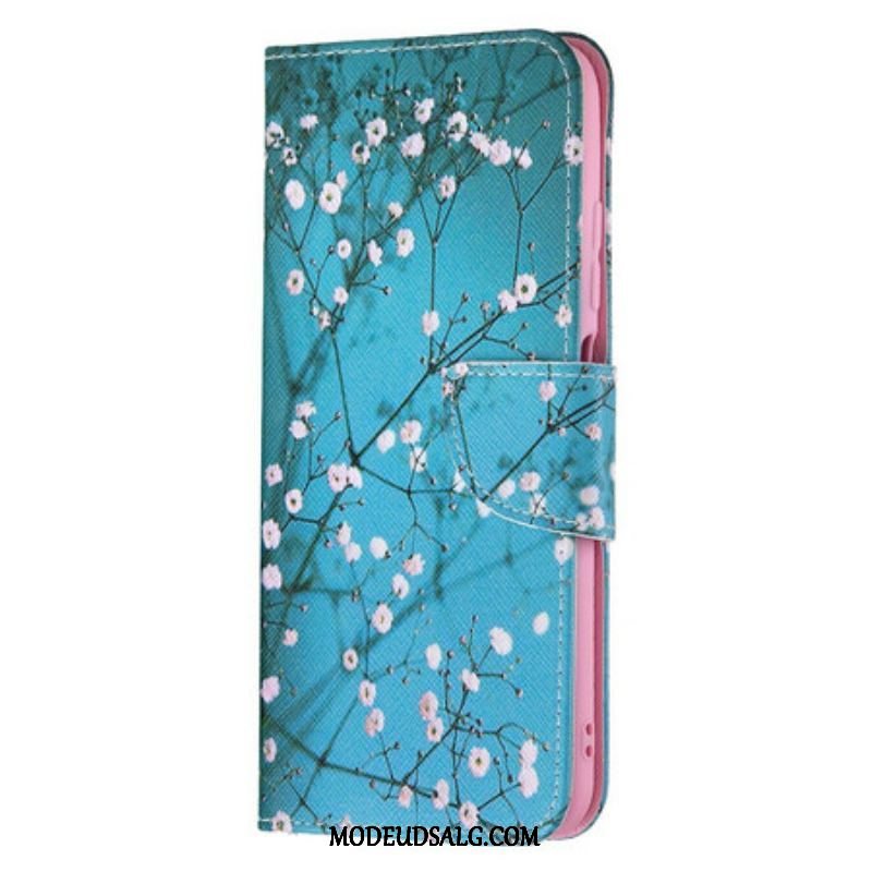 Læder Cover Xiaomi Redmi Note 10 5G Blomstrende Træ