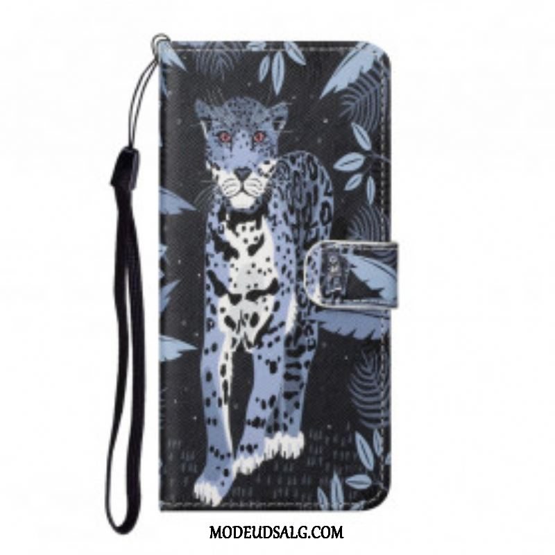 Læder Cover Xiaomi Redmi Note 10 Pro Med Snor Strappy Leopard