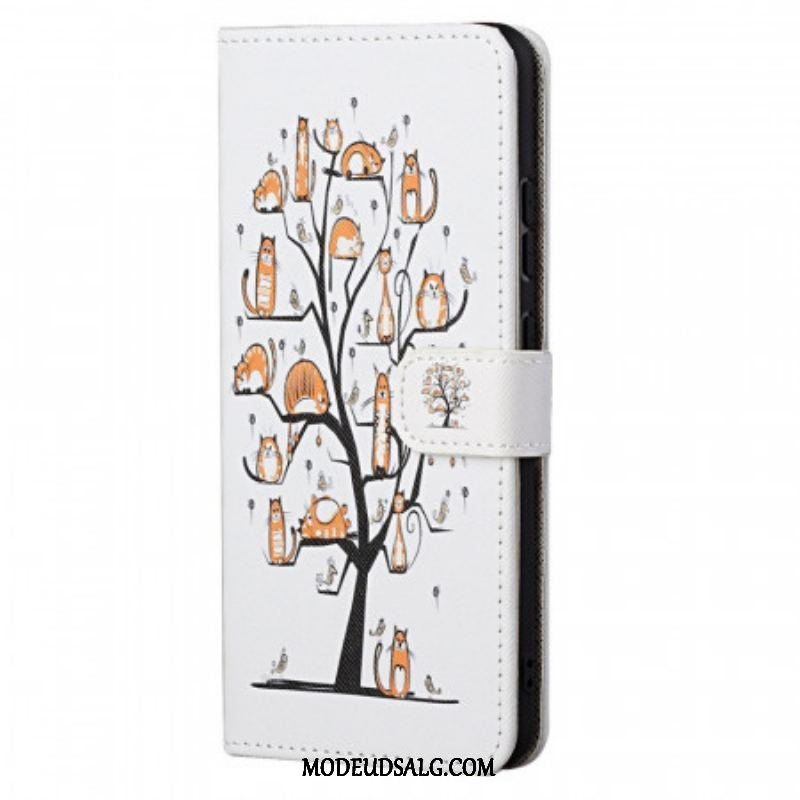 Læder Cover Xiaomi Redmi Note 11 / 11S Med Snor Funky Cats Med Rem