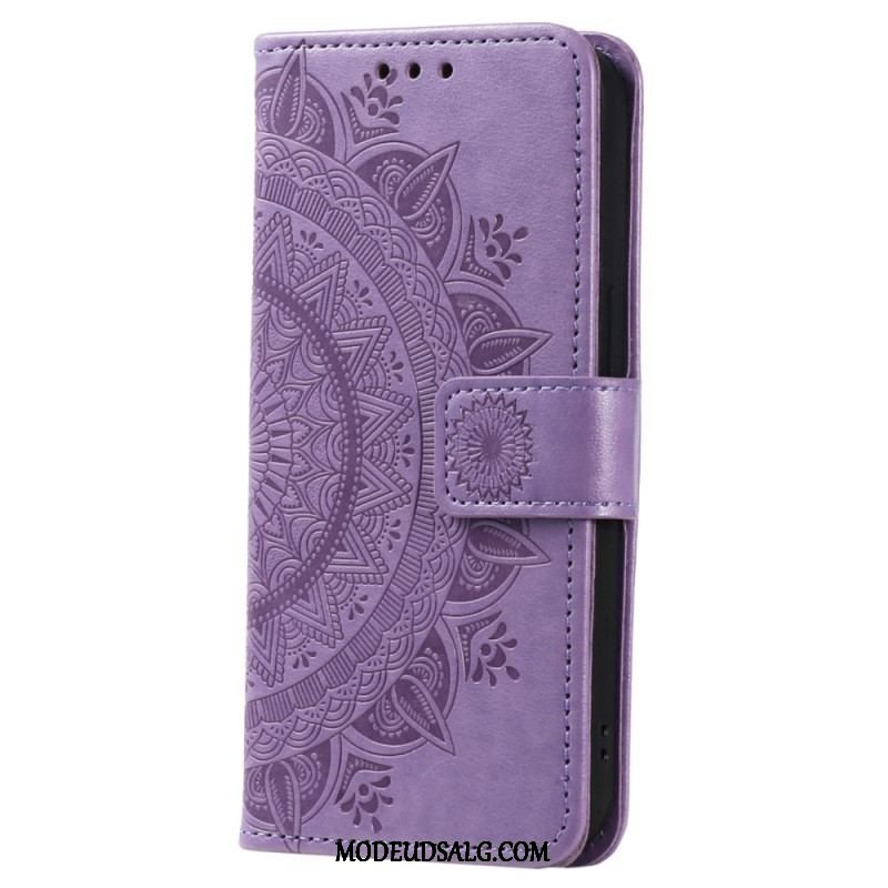 Læder Cover Xiaomi Redmi Note 12 4G Mandala Sun Med Snor