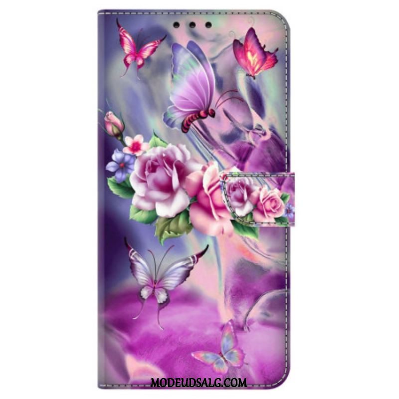 Læder Cover iPhone 15 Pro Smukke Blomster