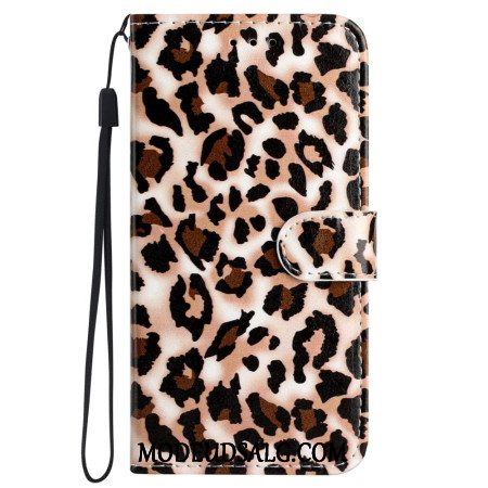 Læder Cover iPhone 16 Pro Max Leopardmønster Med Rem