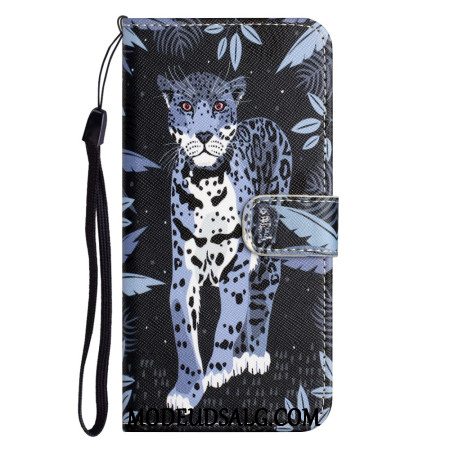 Læder Cover iPhone 16 Pro Max Telefon Etui Strappy Med Leopardtryk