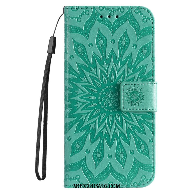 Læder Cover iPhone 16 Pro Telefon Etui Mandala Med Snor