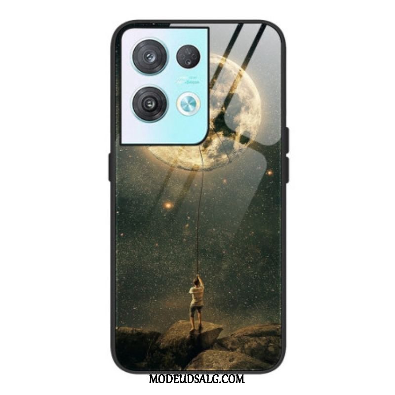 Mobilcover Oppo Reno 8 Moon Man Hærdet Glas