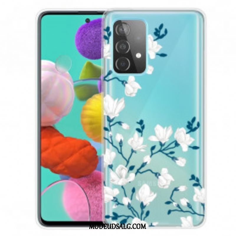 Mobilcover Samsung Galaxy A52 4G / A52 5G / A52s 5G Hvide Blomster