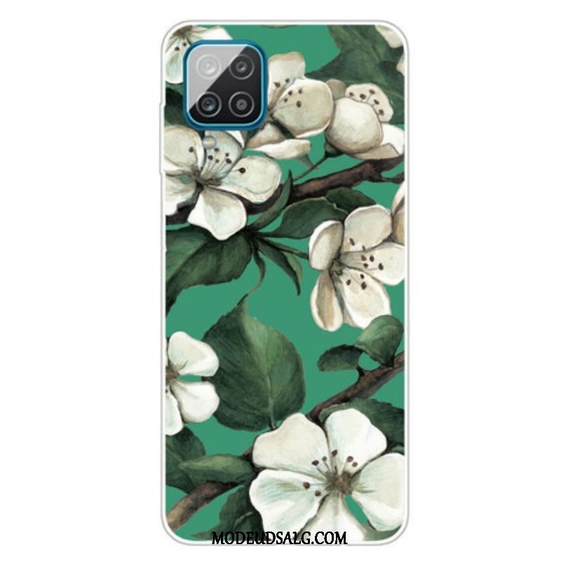 Mobilcover Samsung Galaxy M12 / A12 Malede Hvide Blomster