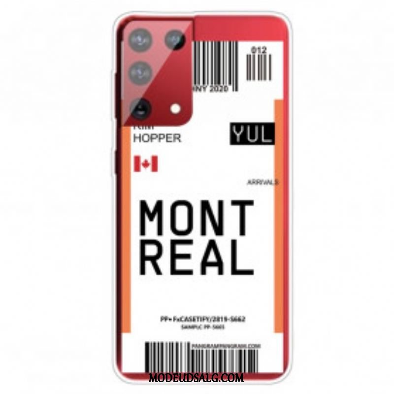 Mobilcover Samsung Galaxy S21 Ultra 5G Boardingkort Til Montreal