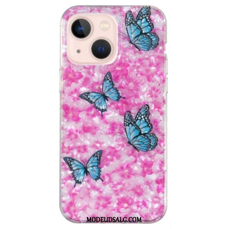 Mobilcover iPhone 15 Plus Blomster Og Sommerfugle