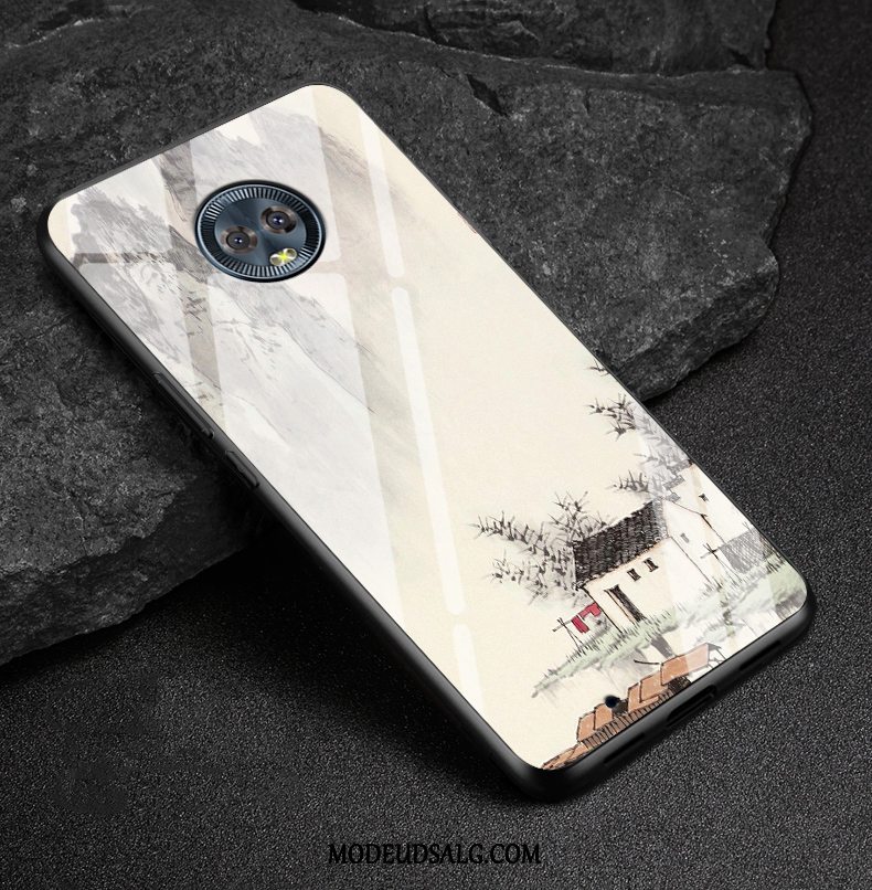 Moto G6 Etui / Cover Glas Anti-fald Hvid Silikone Mode