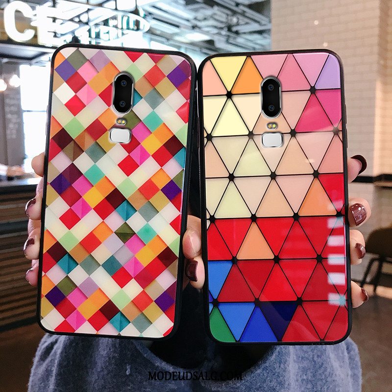 Oneplus 6 Etui / Cover Trendy Rombe Hærdet Glas Luksus Alt Inklusive