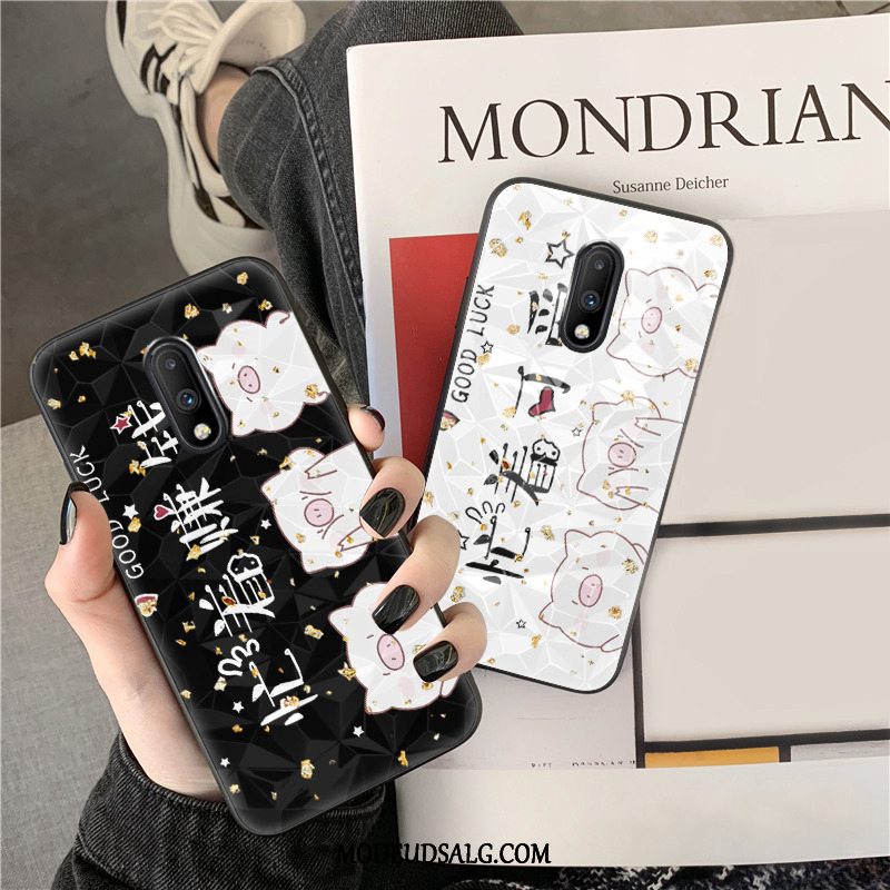 Oneplus 7 Etui Rombe Blød Guld Cartoon Sort