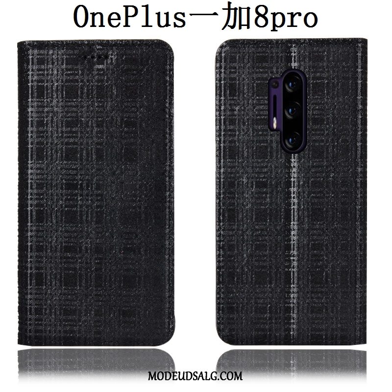 Oneplus 8 Pro Etui Anti-fald Lædertaske Cover Fløjl Ternede