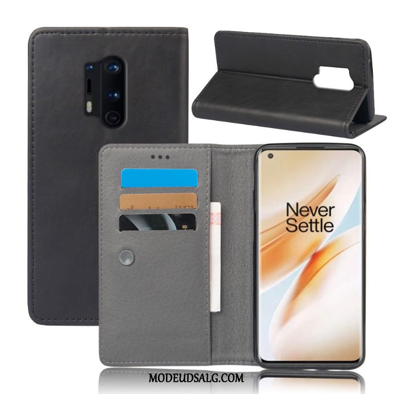 Oneplus 8 Pro Etui / Cover Beskyttelse Kort Tegnebog Sort