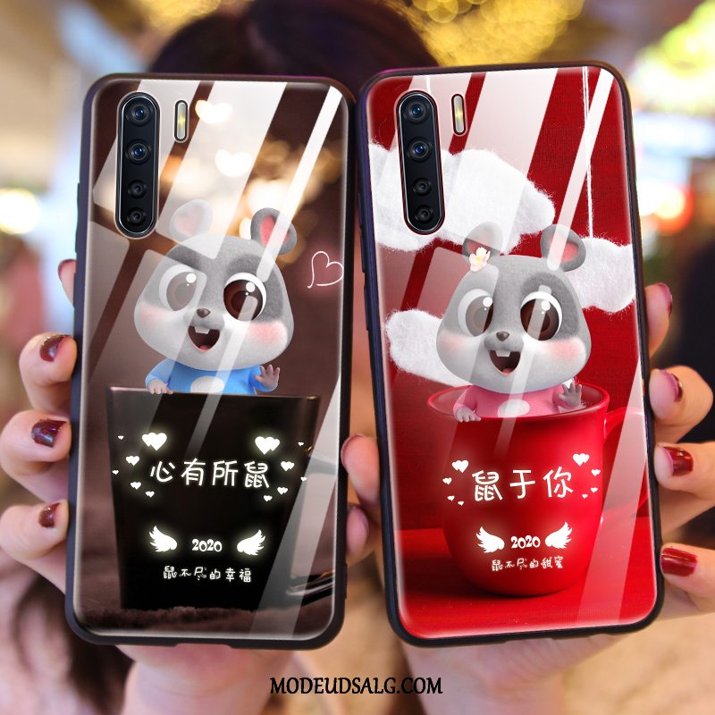 Oppo A91 Etui Glas Smuk Silikone Cover Rød