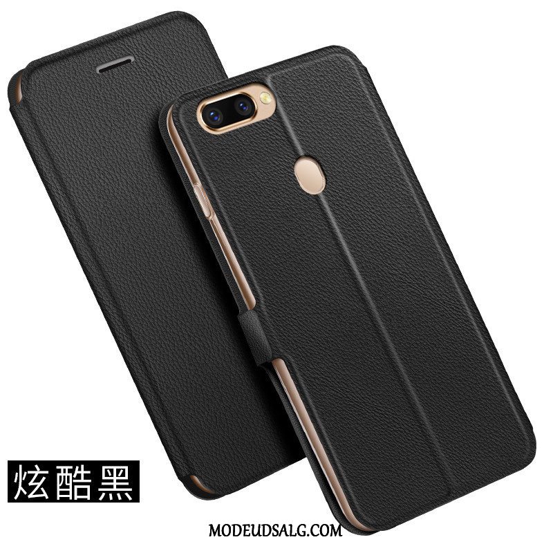 Oppo R15 Etui Sort Support Cover Business Anti-fald