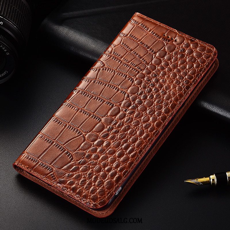 Oppo R17 Etui / Cover Lædertaske Folio Krokodille Ægte Læder