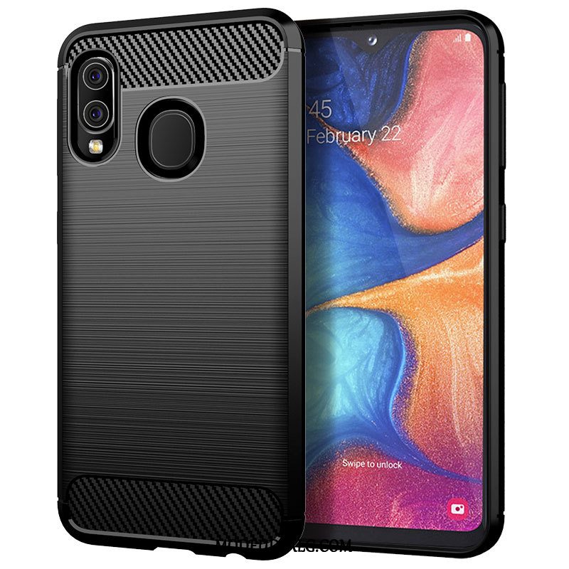 Samsung Galaxy A20e Etui / Cover Sort Silikone Blød Mønster Silke