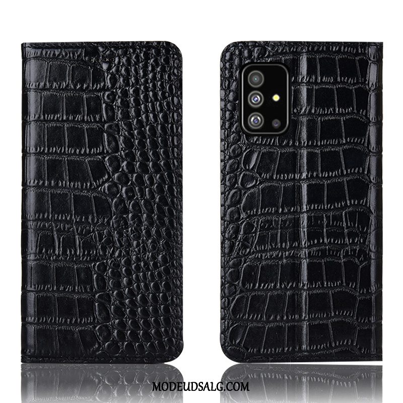 Samsung Galaxy A51 Etui / Cover Beskyttelse Anti-fald Lædertaske Sort