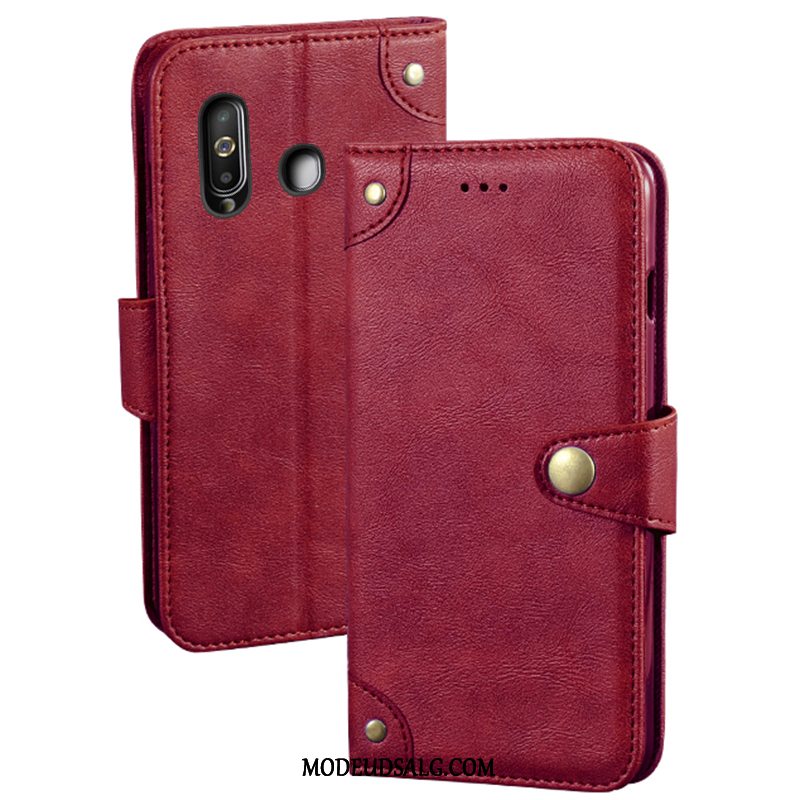 Samsung Galaxy A60 Etui Rød Folio Lædertaske Cover Beskyttelse