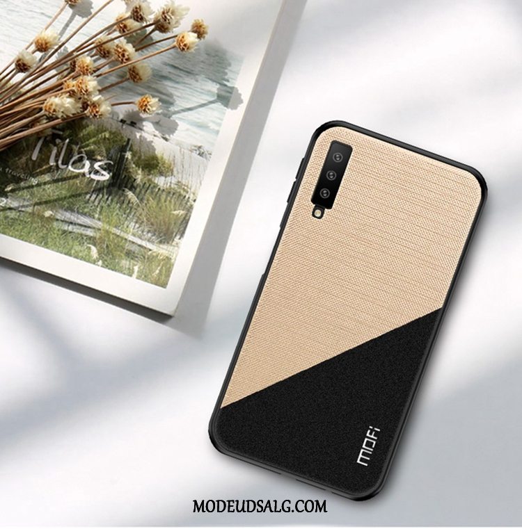 Samsung Galaxy A7 Etui / Cover Klud Nubuck Tynd Guld Mønster