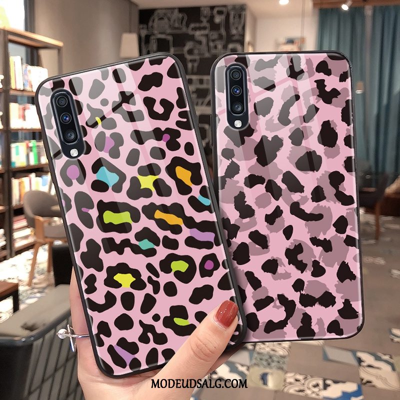 Samsung Galaxy A70 Etui / Cover Net Red Glas Lyserød Leopard