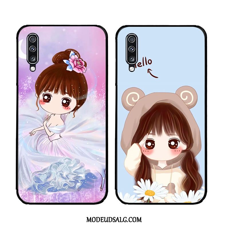 Samsung Galaxy A70 Etui Silikone Beskyttelse Lilla Cartoon Blød