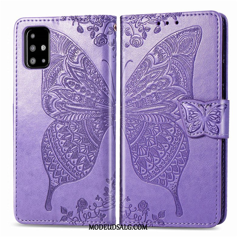 Samsung Galaxy A71 Etui Anti-fald Sommerfugle Silikone Blomster Folio