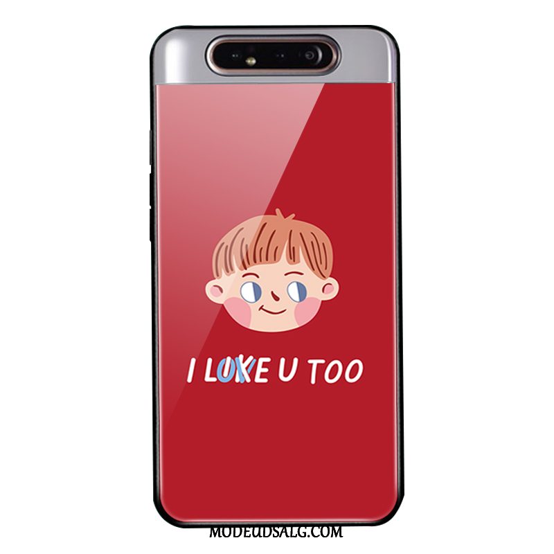 Samsung Galaxy A80 Etui Glas Silikone Rød Cover Anti-fald