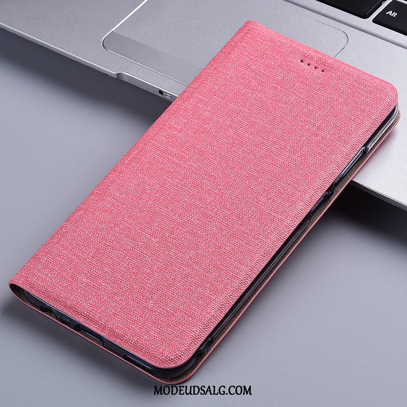 Samsung Galaxy J6+ Etui Lyserød Folio Bomuld Og Linned Cover Beskyttelse