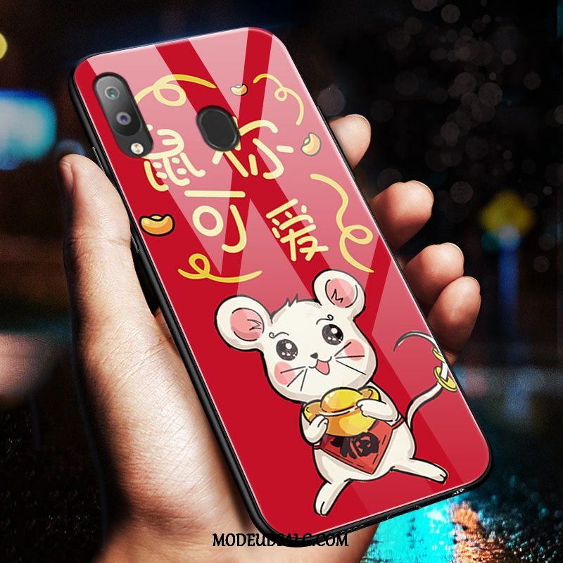 Samsung Galaxy M20 Etui Cartoon Smuk Hærdet Glas Net Red Rød