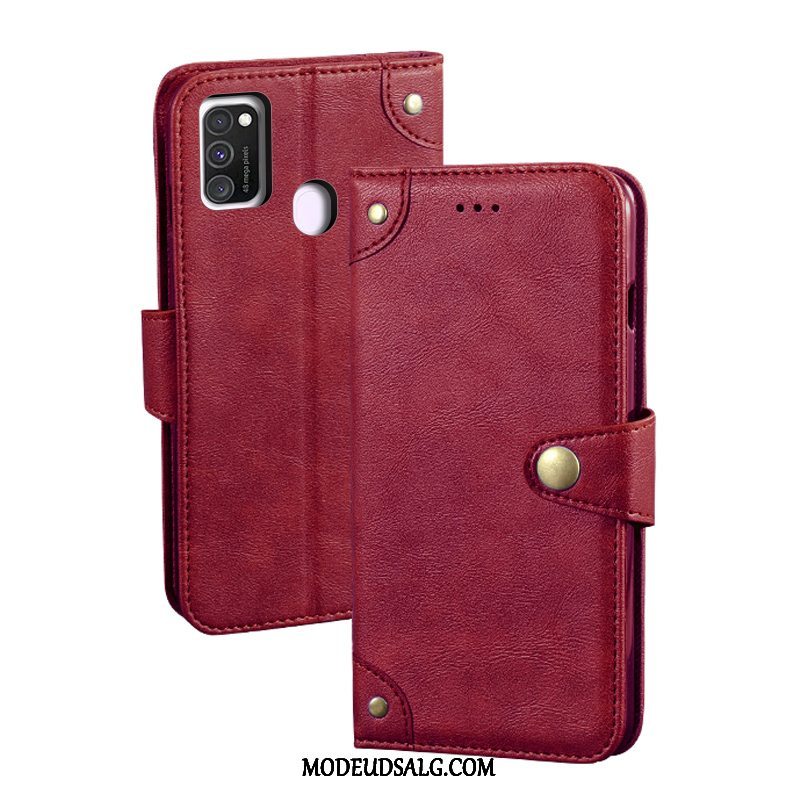 Samsung Galaxy M30s Etui Kort Folio Rød Vintage Trendy