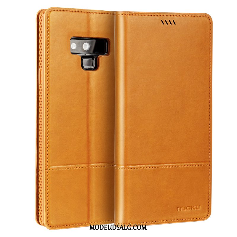 Samsung Galaxy Note 9 Etui / Cover Business Beskyttelse Simple Ægte Læder Gul