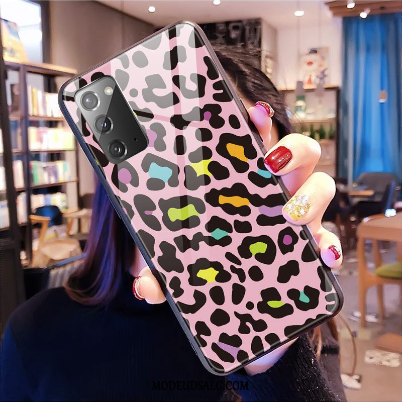 Samsung Galaxy Note20 Etui / Cover Lyserød Anti-fald Glas Beskyttelse Leopard